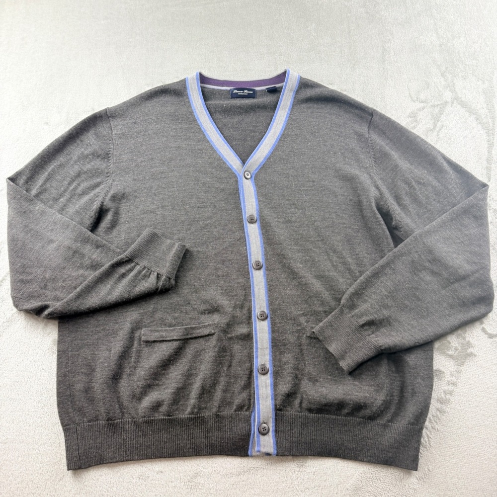Linea Rosso Signature Men's Large Patrick Assaraf Gray Merino Wool Blend Sweater